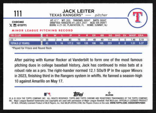 2024 Topps Chrome #111 Jack Leiter