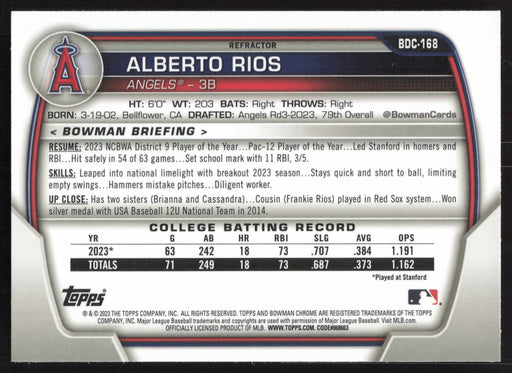 2023 Bowman Draft #BDC-168 Alberto Rios Chrome Refractor