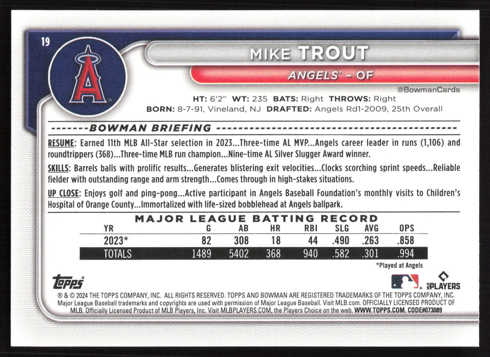 2024 Bowman #19 Mike Trout