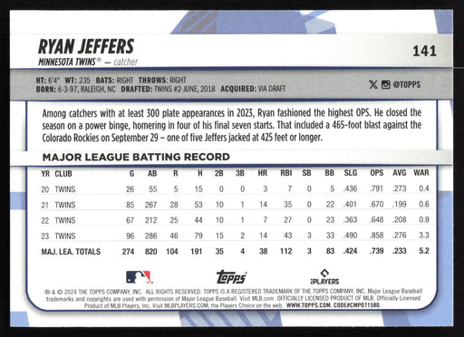 2024 Topps Big League #141 Ryan Jeffers