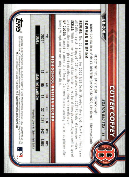 2022 Bowman Draft #BD-200 Cutter Coffey