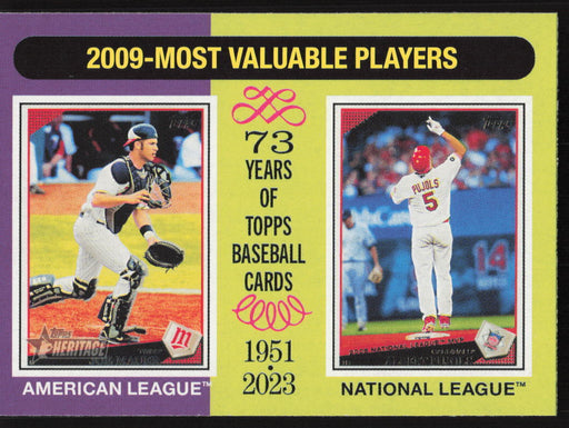 2024 Topps Heritage #205 2009 MVPs (Joe Mauer / Albert Pujols)