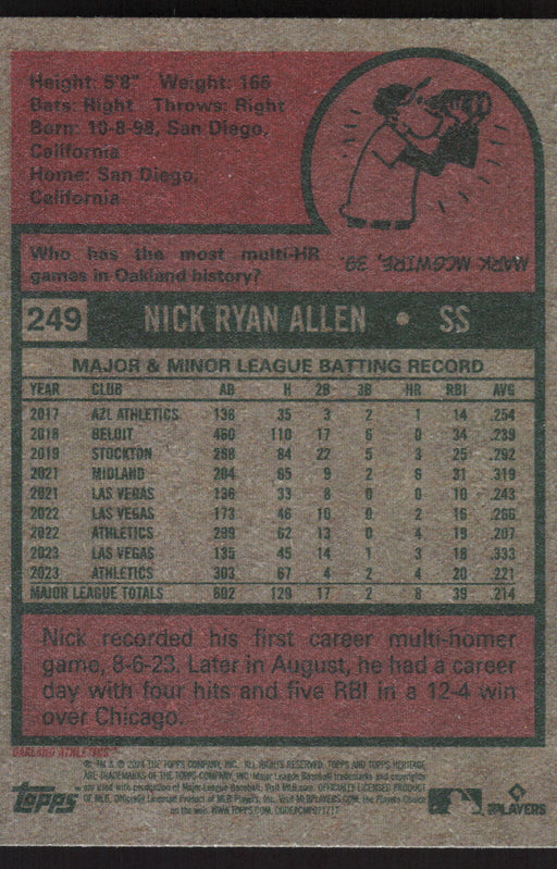 2024 Topps Heritage #249 Nick Allen