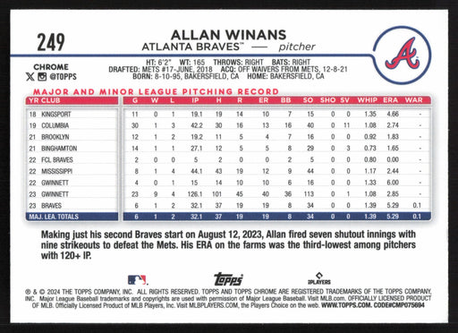 2024 Topps Chrome #249 Allan Winans