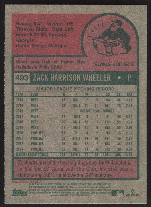 2024 Topps Heritage #493 Zack Wheeler