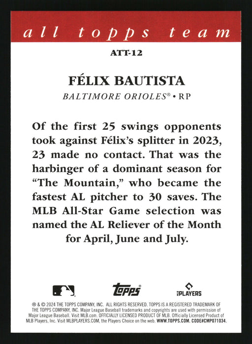 2024 Topps #ATT-12 Félix Bautista 2023 All Topps Team