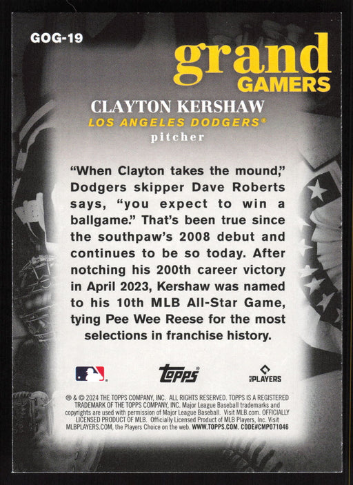 2024 Topps #GOG-19 Clayton Kershaw Grand Gamers