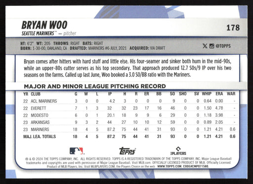 2024 Topps Big League #178 Bryan Woo