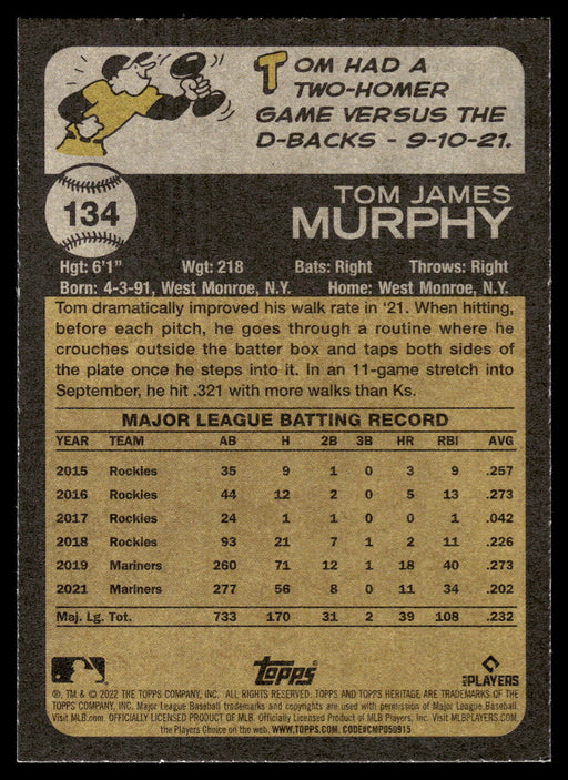 2022 Topps Heritage #134 Tom Murphy