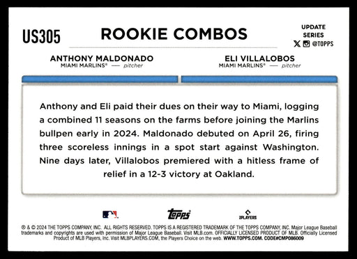 2024 Topps Update #US305 Eli Villalobos / Anthony Maldonado RCOM Rainbow Foil