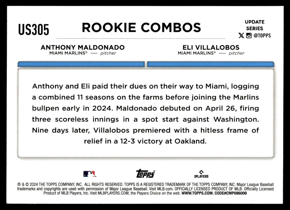 2024 Topps Update #US305 Eli Villalobos / Anthony Maldonado RCOM Rainbow Foil