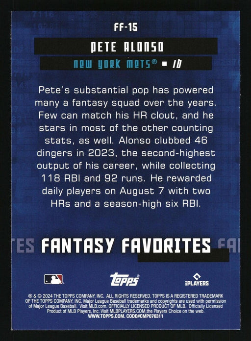 2024 Topps #FF-15 Pete Alonso Fantasy Favorites