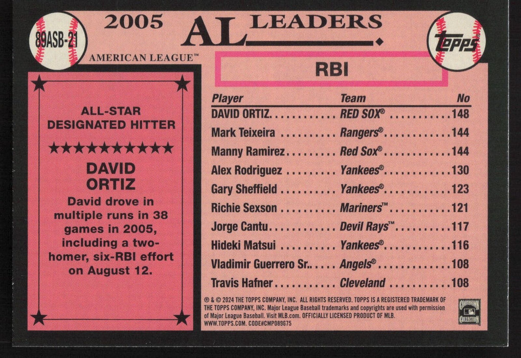 2024 Topps #89ASB-21 David Ortiz 1989 Topps Baseball All-Stars Foil