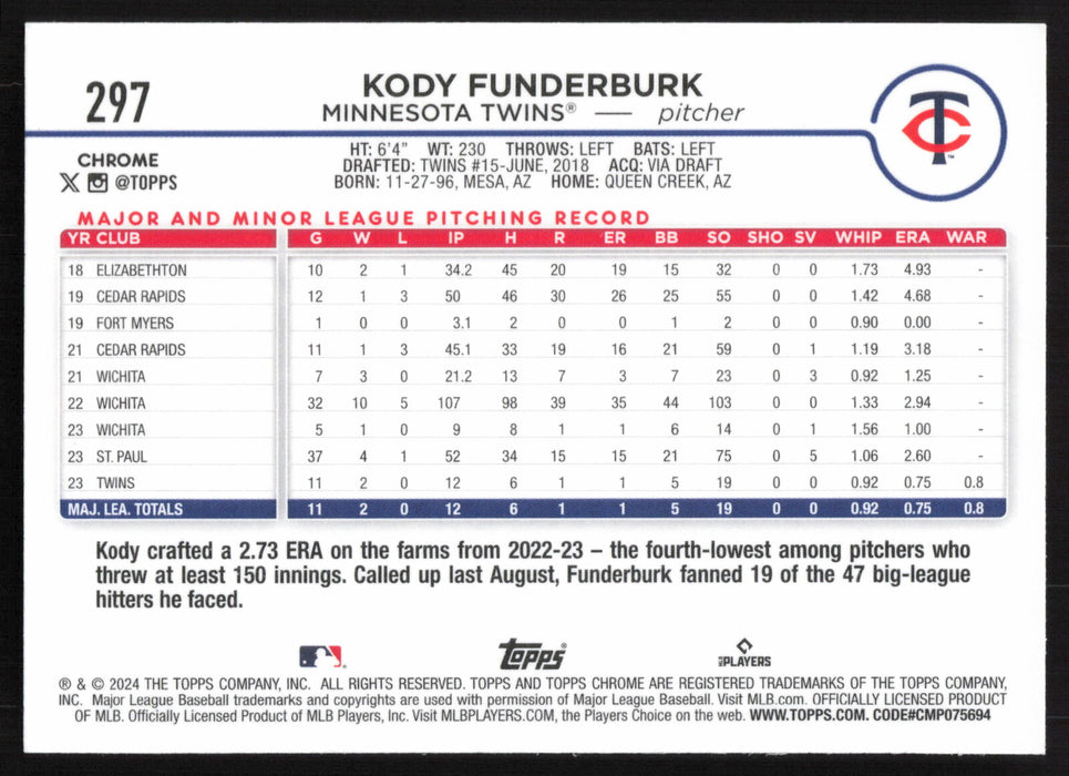 2024 Topps Chrome #297 Kody Funderburk