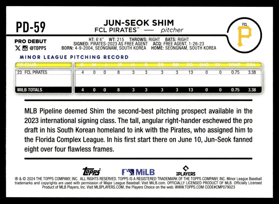 2024 Topps Pro Debut #PD-59 Jun-Seok Shim