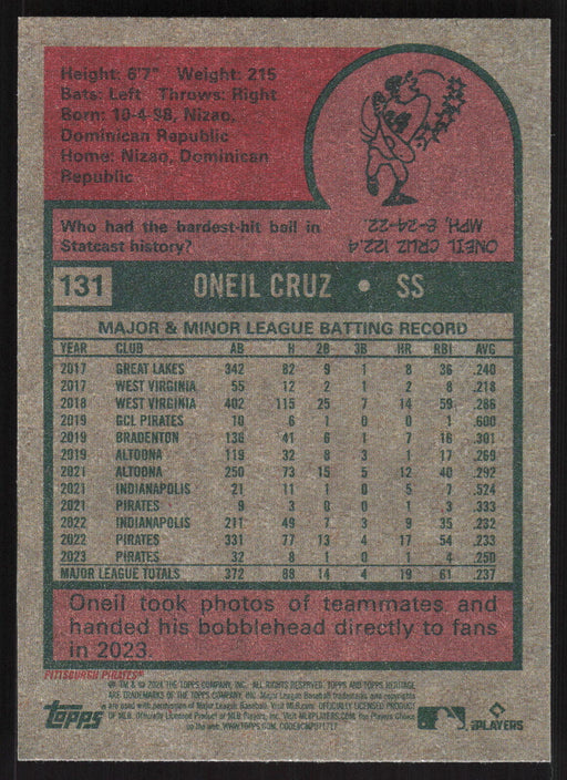 2024 Topps Heritage #131 Oneil Cruz Base