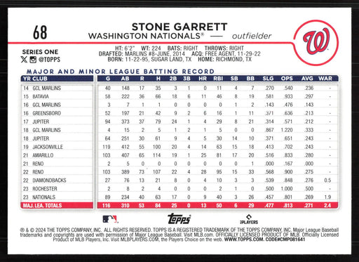 2024 Topps #68 Stone Garrett Holiday