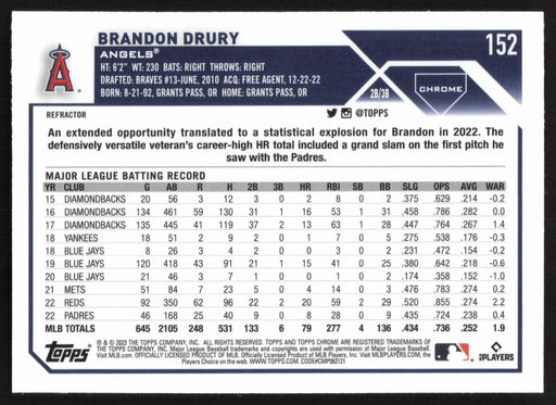 2023 Topps Chrome #152 Brandon Drury Refractor