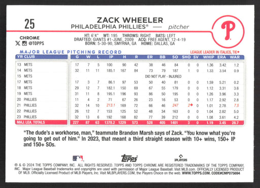 2024 Topps Chrome #25 Zack Wheeler