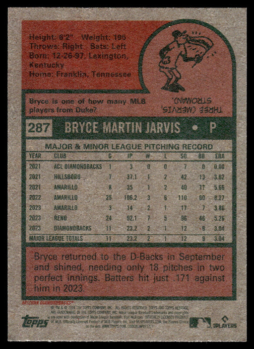 2024 Topps Heritage #287 Bryce Jarvis