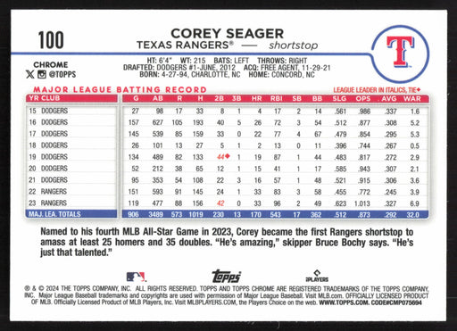 2024 Topps Chrome #100 Corey Seager