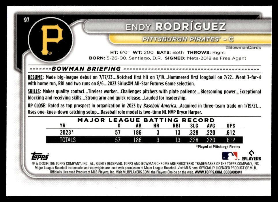 2024 Bowman Chrome #97 Endy Rodríguez