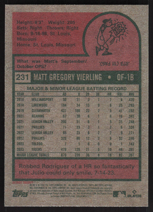 2024 Topps Heritage #231 Matt Vierling Base