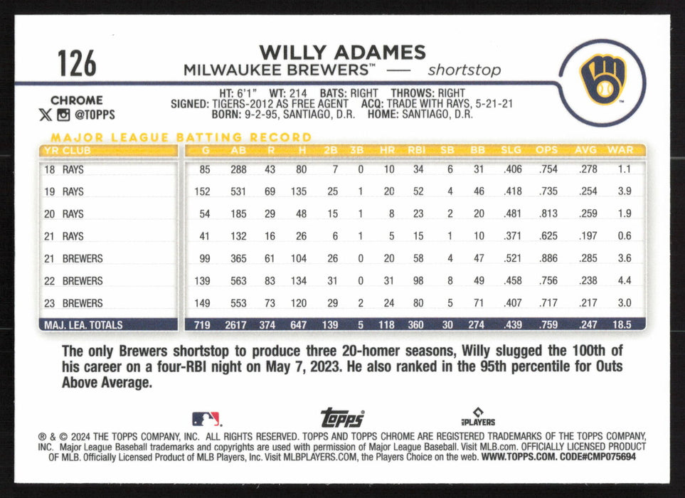 2024 Topps Chrome #126 Willy Adames