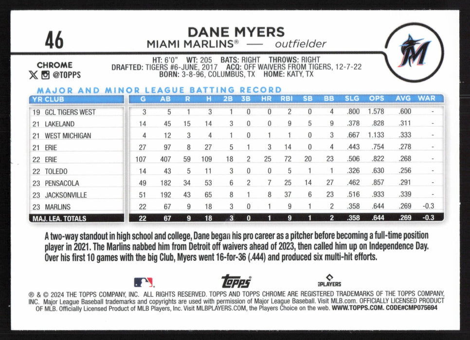 2024 Topps Chrome #46 Dane Myers