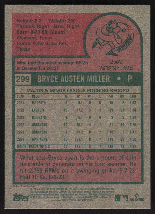 2024 Topps Heritage #299 Bryce Miller Base