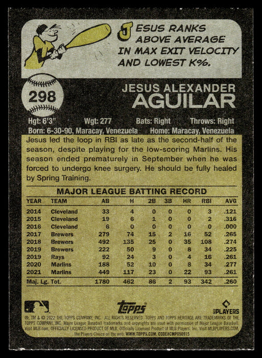 2022 Topps Heritage #298 Jesus Aguilar