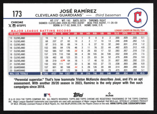 2024 Topps Chrome #173 José Ramírez