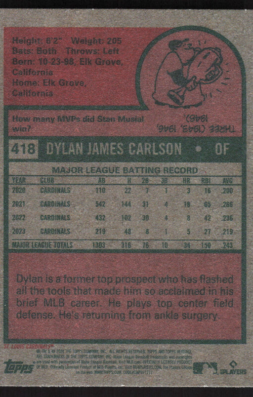 2024 Topps Heritage #418 Dylan Carlson Base