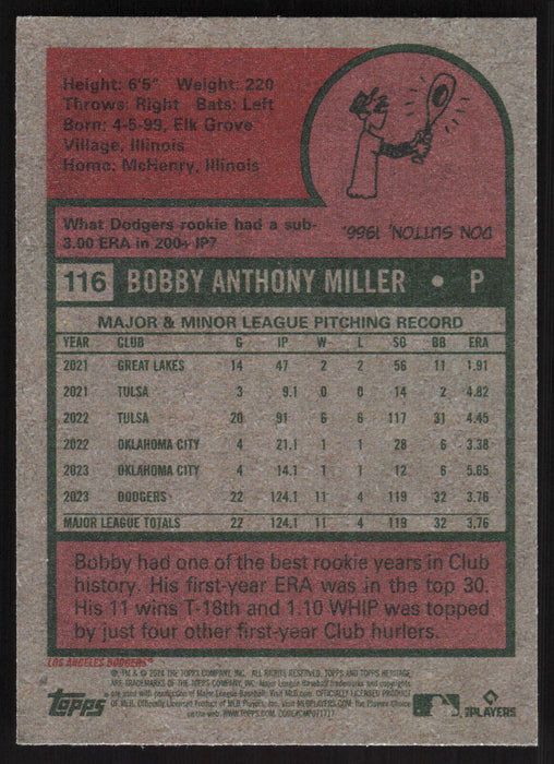 2024 Topps Heritage #116 Bobby Miller Base