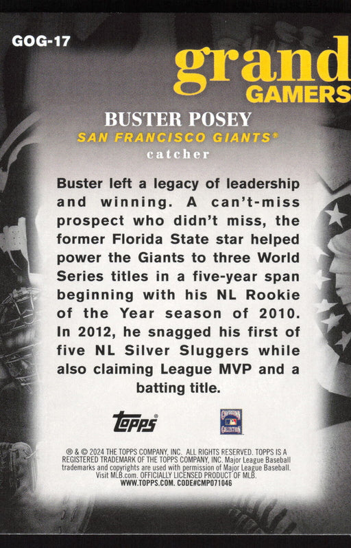 2024 Topps #GOG-17 Buster Posey Grand Gamers