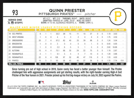 2024 Topps #93 Quinn Priester