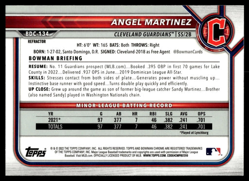 2022 Bowman Draft #BDC-134 Angel Martinez Chrome Refractor