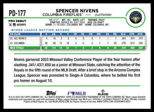 2024 Topps Pro Debut #PD-177 Spencer Nivens