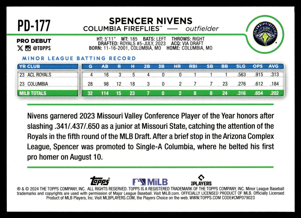 2024 Topps Pro Debut #PD-177 Spencer Nivens