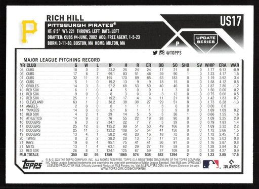 2023 Topps Update #US17 Rich Hill Gold Foil