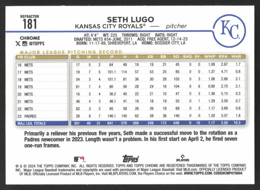 2024 Topps Chrome #181 Seth Lugo Refractor