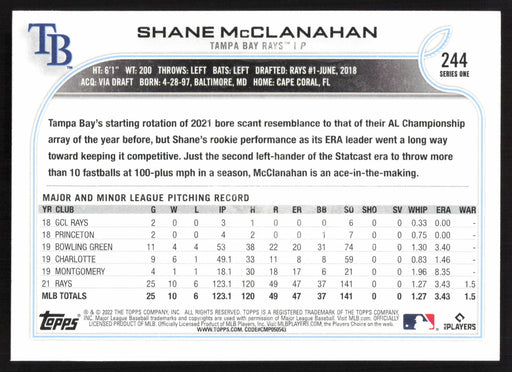 2022 Topps #244 Shane McClanahan Rainbow Foil