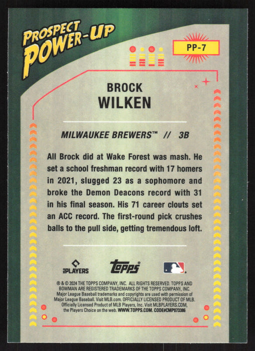 2024 Bowman #PP-7 Brock Wilken Prospect Power-Up Chrome Mojo