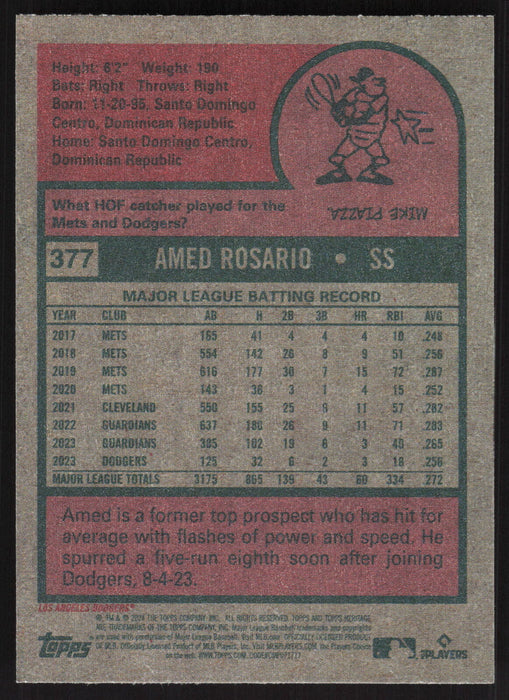 2024 Topps Heritage #377 Amed Rosario Base