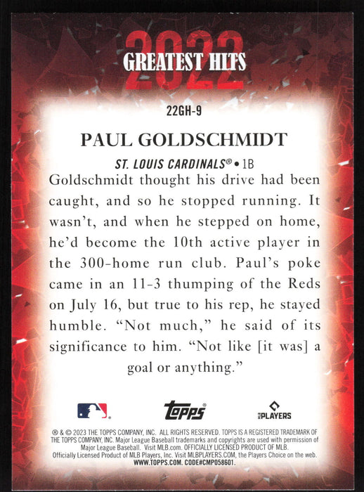 2023 Topps #22GH-9 Paul Goldschmidt 2022 Greatest Hits