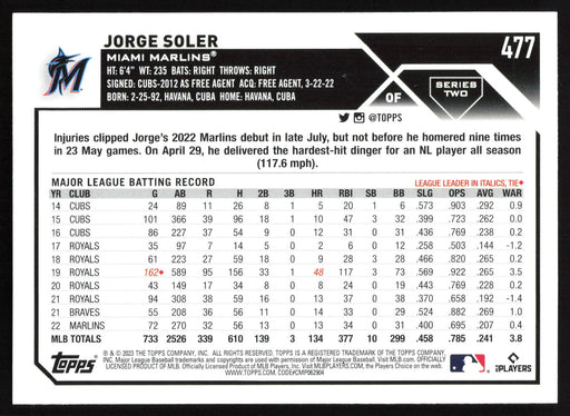 2023 Topps #477 Jorge Soler Rainbow Foil