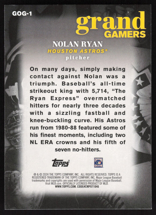 2024 Topps #GOG-1 Nolan Ryan Grand Gamers