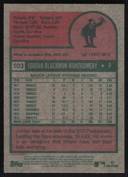 2024 Topps Heritage #103 Jordan Montgomery Base