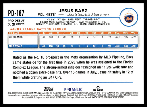 2024 Topps Pro Debut #PD-187 Jesus Baez