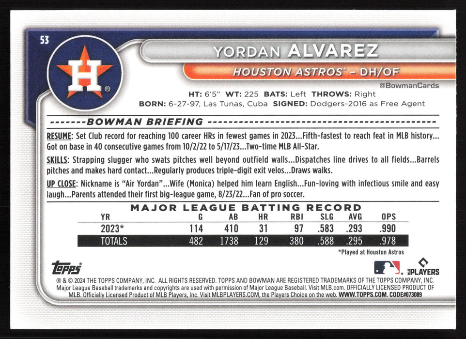 2024 Bowman #53 Yordan Alvarez